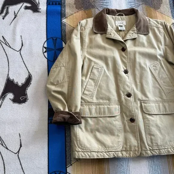 Vintage Women’s L.L. Bean Quilt Lined Barn Coat Size Petite Medium Corduroy - Picture 7 of 12